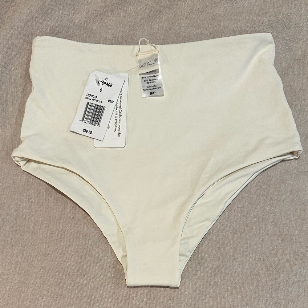 L Space white high waisted bikini bottom. Brand new w/ tags and protective liner